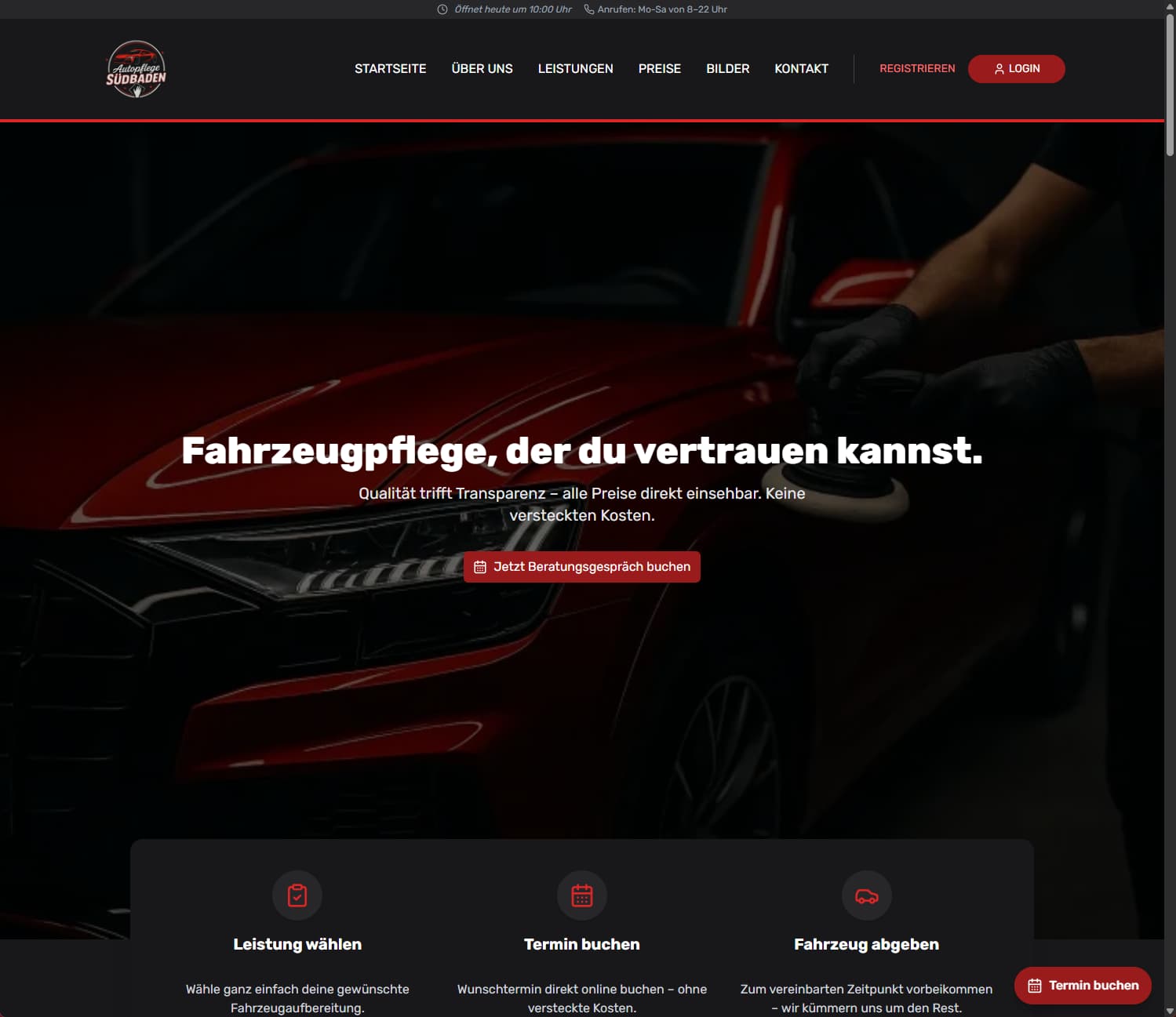 Autopflege Südbaden – Conversion-starke Landingpage