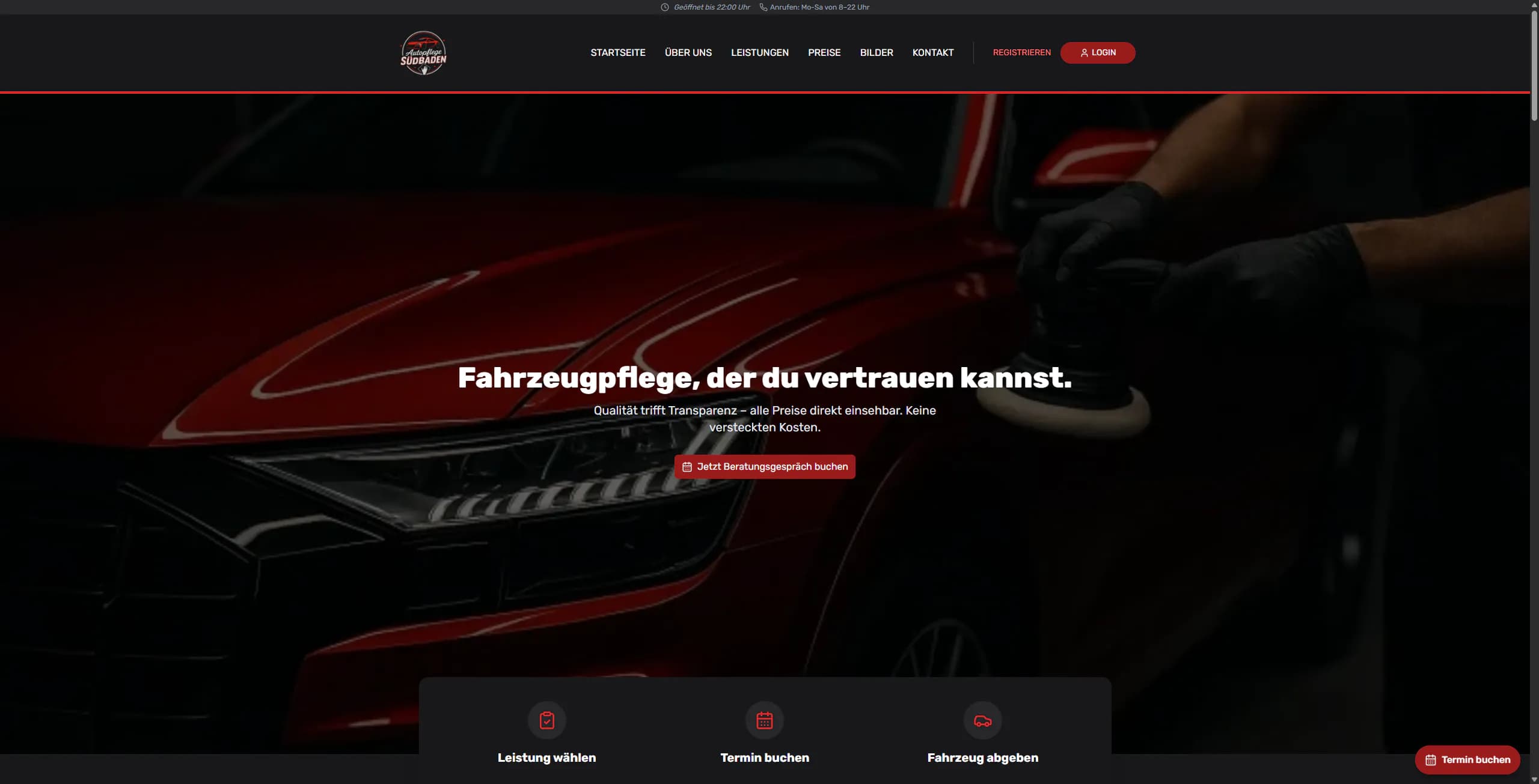 Autopflege Südbaden Desktop Ansicht